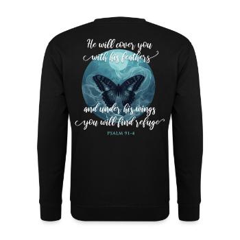 Chrétien Citation Bible Verset Religieux - Sweat-shirt Unisexe - noir - Dos - Alina (178cm)