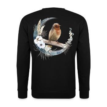 Rotkehlchen Vogelfreund Geschenk - Unisex Pullover - Schwarz - Hinten - Alina (178cm)
