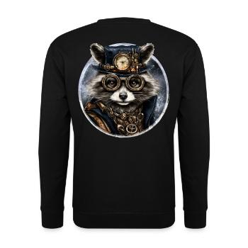 Steampunk Raccoon - Unisex Sweatshirt - black - Back - Alina (178cm)