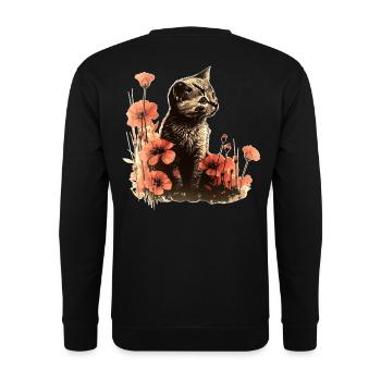 Katze Katzenliebhaber Katzenhalter Geschenkidee - Unisex Pullover - Schwarz - Hinten - Alina (178cm)
