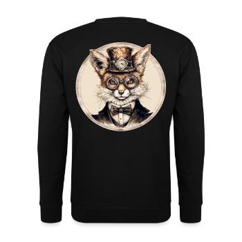 Steampunk Fox - Unisex Sweatshirt - black - Back - Alina (178cm)