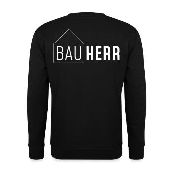 Bauherr mit Haus ohne Jahreszahl /hell - Unisex Pullover - Schwarz - Hinten - Michal (187cm)