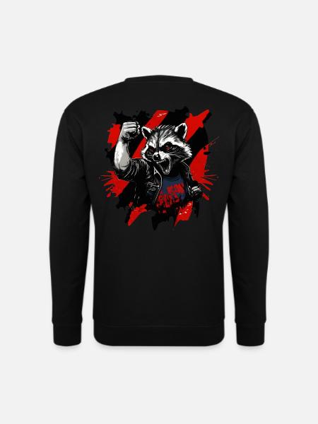 Wütender Waschbär, Anarchie, Revolution, Faust - Unisex Pullover - Schwarz