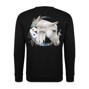 Horse motif Boho - Unisex Sweatshirt - black - Back - Alina (178cm)
