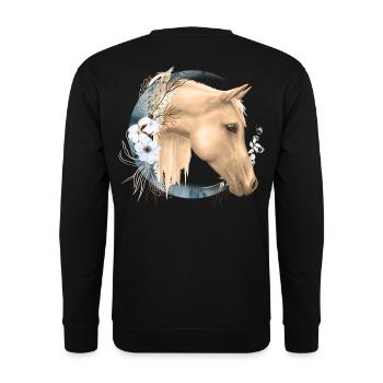 Horse Motif Riding Horses Girls Gift Idea - Unisex Sweatshirt - black - Back - Alina (178cm)