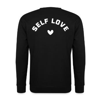 Self-love with heart – SELF LOVE - Unisex Sweatshirt - black - Back - Alina (178cm)