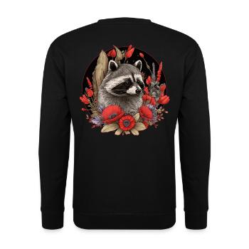 Waschbär Waldtiere - Unisex Pullover - Schwarz - Hinten - Michal (187cm)