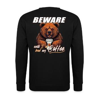 Beware until I've had my Coffee - AI generated - Unisex Sweatshirt - black - Back - Alina (178cm)