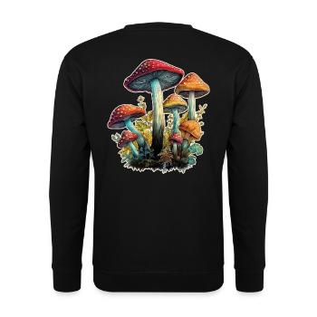 Mushrooms Toadstools - Unisex Sweatshirt - black - Back - Alina (178cm)