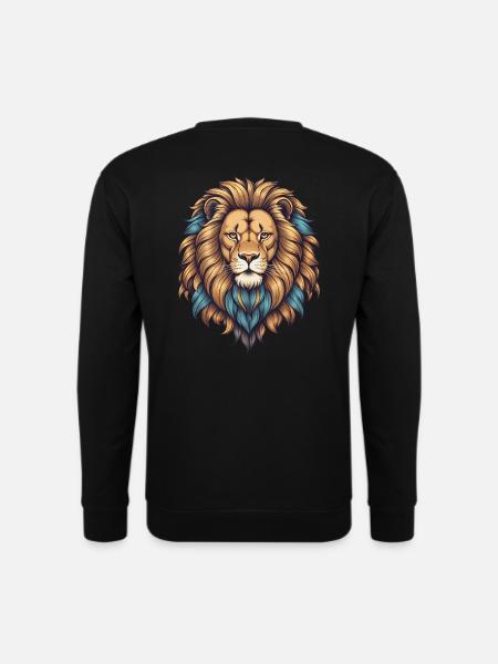 Löwenkopf mit bunter Mähne - Unisex Pullover - Schwarz