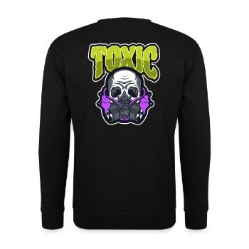 Toxischer Totenkopf - Toxic Skull - Gasmaske - Unisex Pullover - Schwarz - Hinten - Alina (178cm)