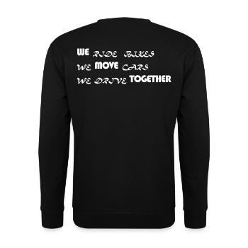WE MOVE TOGETHER - Unisex Pullover - Schwarz - Hinten - Alina (178cm)