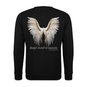 ANGE AIMÉ AU CIEL Ailes blanches Dicton - Sweat-shirt Unisexe - noir - Dos - Michal (187cm)