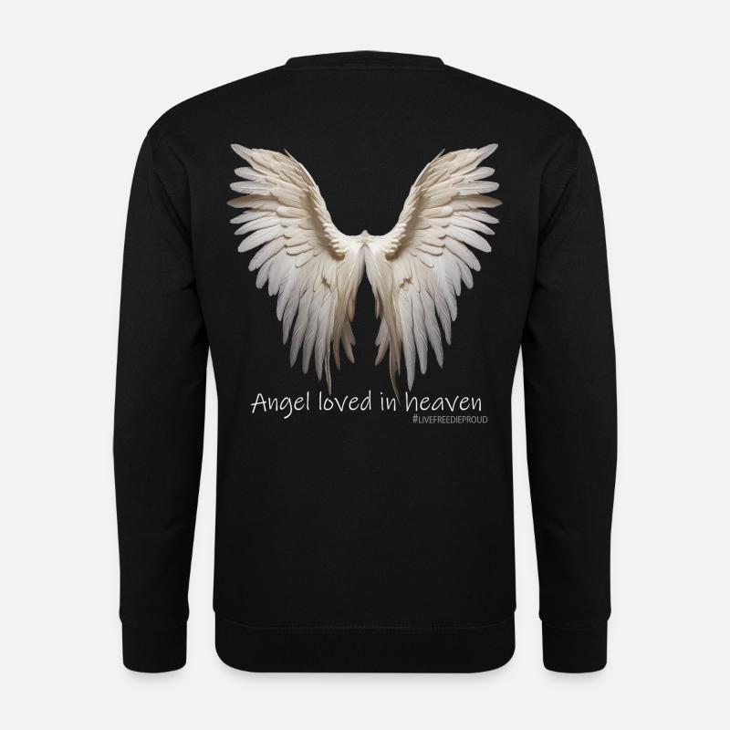 ENGEL GELIEBT IM HIMMEL weisse Flügel Spruch - Unisex Pullover - Schwarz