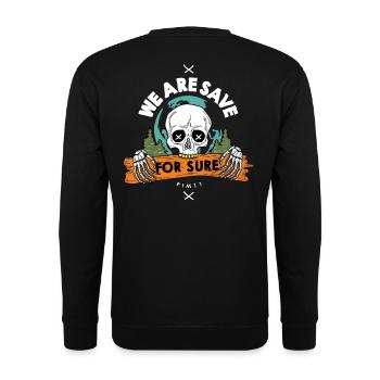 We are save - Unisex Pullover - Schwarz - Hinten - Alina (178cm)