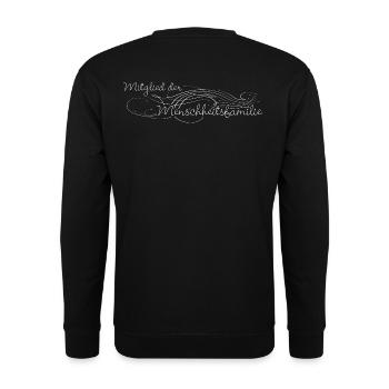 Mitglied der Menschheitsfamilie verziert - Unisex Pullover - Schwarz - Hinten - Alina (178cm)