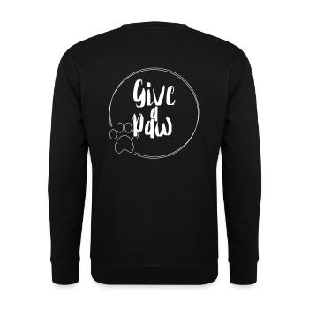 Give a Paw weiß - Unisex Pullover - Schwarz - Hinten - Alina (178cm)