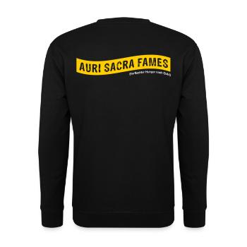 Auri sacra fames (lateinisch) >Vectorgraphic - Unisex Pullover - Schwarz - Hinten - Alina (178cm)