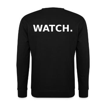 WATCH. - Unisex Pullover - Schwarz - Hinten - Alina (178cm)
