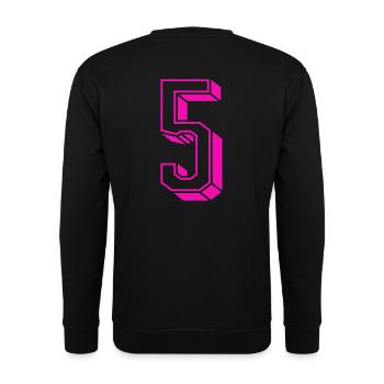Zahl fünf - Nummer 5 pink Mädchen Trikotnummer - Unisex Pullover - Schwarz - Hinten - Alina (178cm)