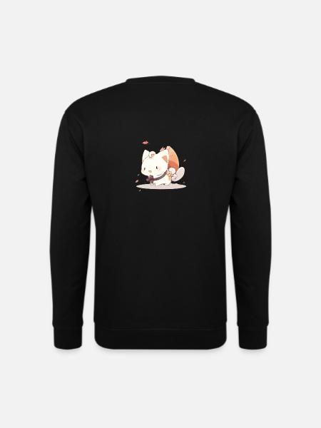 Süße Anime Katze - Unisex Pullover - Schwarz
