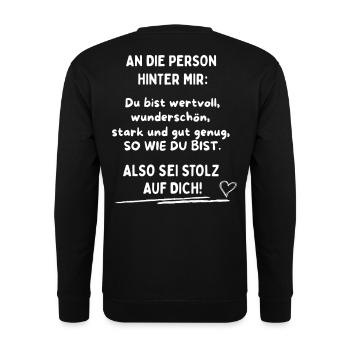 Du bist gut genug!  - Unisex Pullover - Schwarz - Hinten - Michal (187cm)