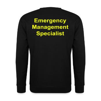 Emergency Management Specialist - Unisex Pullover - Schwarz - Hinten - Alina (178cm)