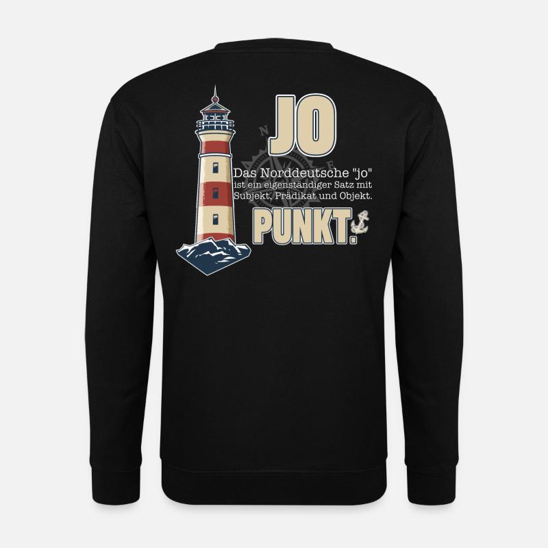Nordisch Klar – Leuchtturm & Humor - Unisex Pullover - Schwarz