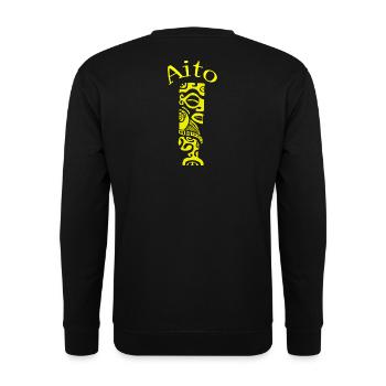 TIKI AITO "YELLOW" - Unisex Pullover - Schwarz - Hinten - Alina (178cm)