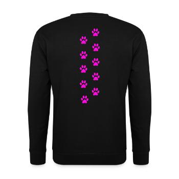 Motif d’empreintes de pattes de chat roses - Sweat-shirt Unisexe - noir - Dos - Alina (178cm)