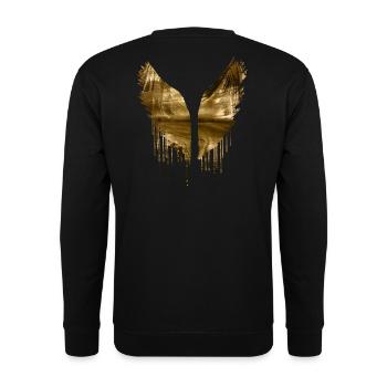 angelwings,flügel,gold,engelsflügel,metallisch - Unisex Pullover - Schwarz - Hinten - Alina (178cm)
