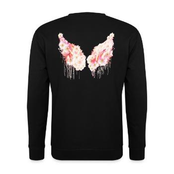 angelwings,flügel,magnolienl,blumen,engelsflügel - Unisex Pullover - Schwarz - Hinten - Alina (178cm)