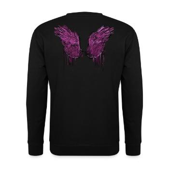 angelwings,flügel,aquarell,darkangel,Zeichnung - Unisex Pullover - Schwarz - Hinten - Alina (178cm)