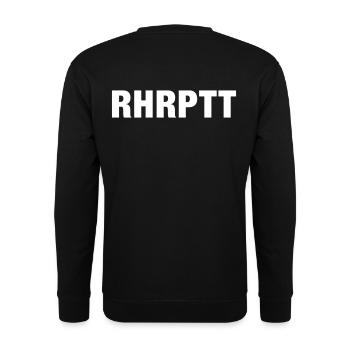 Ruhrpott Schrift, RHRPTT - Unisex Pullover - Schwarz - Hinten - Alina (178cm)