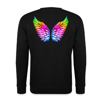 LGBT Ailes anges ailes coloré arc-en-ciel - Sweat-shirt Unisexe - noir - Dos - Alina (178cm)