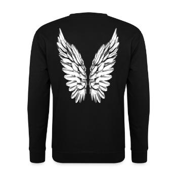 Angel Wing Silver White Angel Wings Angel Wings - Unisex Sweatshirt - black - Back - Alina (178cm)