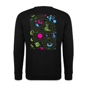 Outer Space Car Track Kids - Unisex Sweatshirt - black - Back - Alina (178cm)