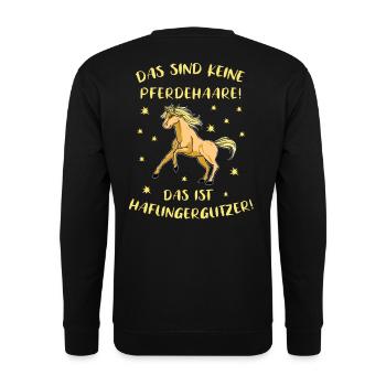 Haflingermotiv Pferde Haflinger Geschenkidee - Unisex Pullover - Schwarz - Hinten - Alina (178cm)