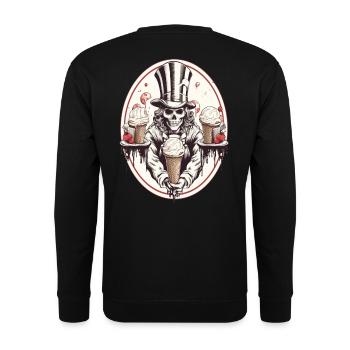 Skull mit Eiswaffel und Zylinderhut - Unisex Sweatshirt - black - Back - Alina (178cm)