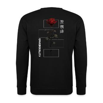 Ephemerality Rose Japanische Schrift Soft Grunge - Unisex Pullover - Schwarz - Hinten - Alina (178cm)