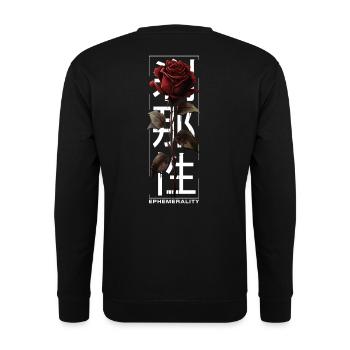 Ephemerality Rose Japanische Schrift Soft Grunge - Unisex Pullover - Schwarz - Hinten - Alina (178cm)