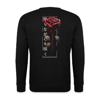 Blossom Despite The Shadow Rose Japanische Schrift - Unisex Pullover - Schwarz - Hinten - Alina (178cm)