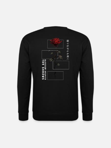 Blossom Despite The Shadow Rose Japanische Schrift - Unisex Pullover - Schwarz