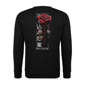 Reclusive Rose Japanese Font Edgy Aesthetic - Unisex Sweatshirt - black - Back - Alina (178cm)