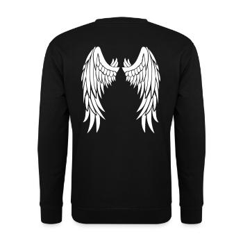 Ailes d’ange blanches sur le dos - Sweat-shirt Unisexe - noir - Dos - Alina (178cm)