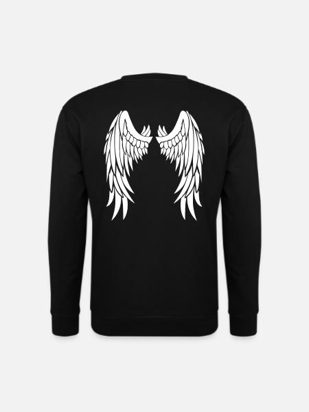 White angel wings on the back - Unisex Sweatshirt - black