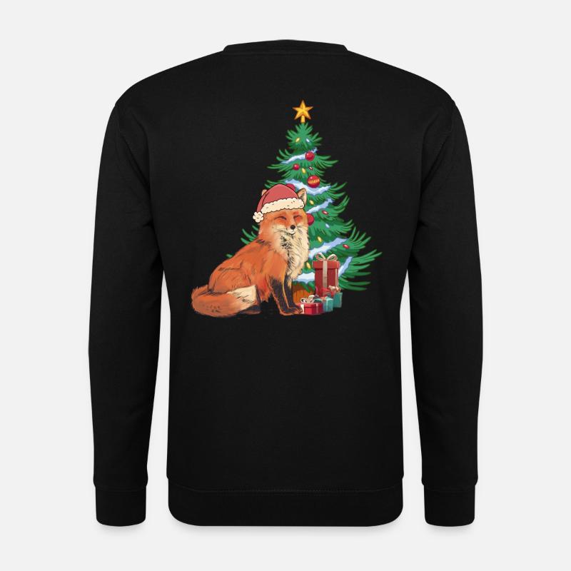 Fuchs Nikolaus Weihnachtsmann Santa Tannenbaum - Unisex Pullover - Schwarz