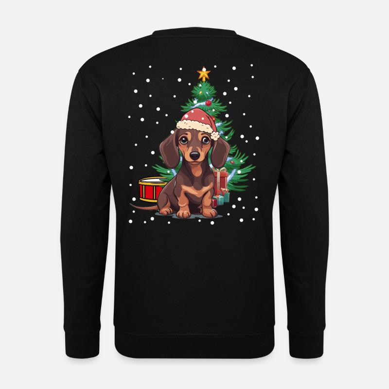 Weihnachten Bescherung Hund Dackel Xmas Nikolaus - Unisex Pullover - Schwarz
