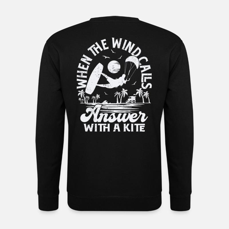 Quand le vent appelle, répondez avec un cerf-volant - Sweat-shirt Unisexe - noir