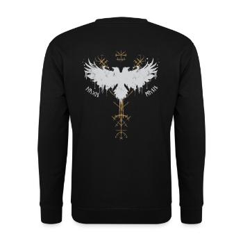 Wikinger - Hugin und Munin – Die Raben Odins - Unisex Pullover - Schwarz - Hinten - Alina (178cm)